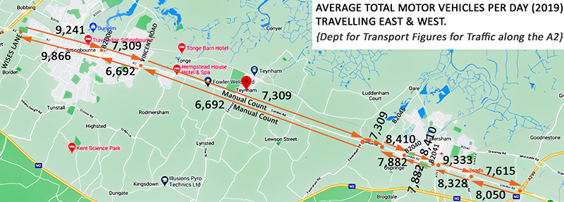 A2 Map with 2019 traffic flows